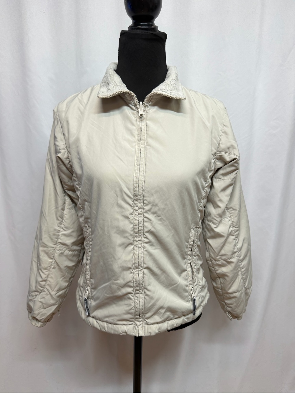 Columbia Women’s Small Ivory Fleece Lined Interchange Zip Jacket Coat Core - Picture 3 of 10